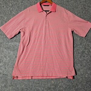 Polo Golf Ralph Lauren Men's Red White Striped Pima Cotton Polo Shirt Size L